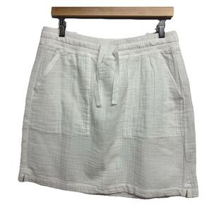 L.L. Bean Cloud White Cotton Gauze Skirt, Pockets, Size S coastal minimalist